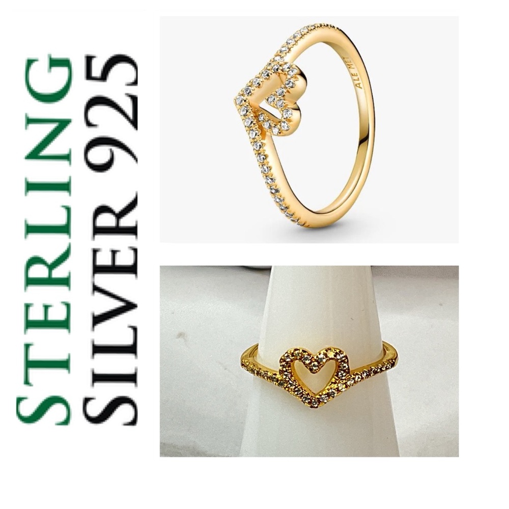 🌟 14K Gold Plated Wish Sparkling Heart Ring